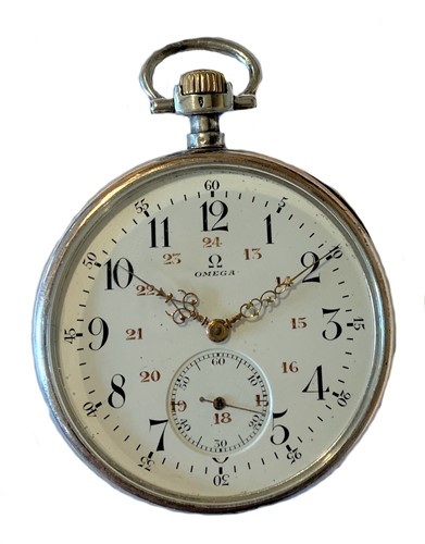 Lot 319 - Omega - A Swiss silver open faced pocket watch