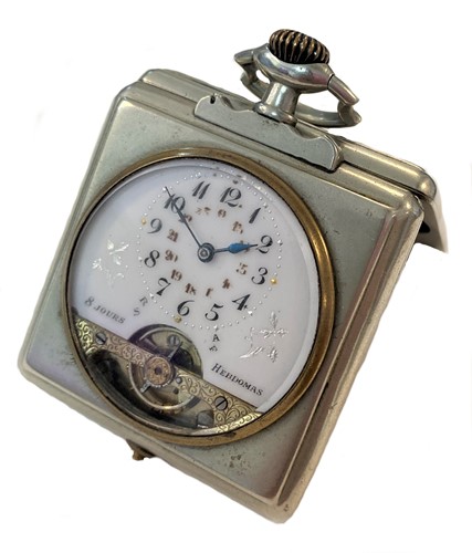 Lot 324 - Schild & Cie. - A 'Hebdomas' 8 day open faced pocket watch with folding case