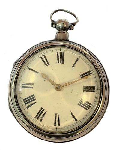 Lot 306 - William Hardeman, Bridge - A late 19th century Sterling silver pair cased pocket watch