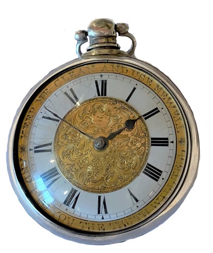 Lot 302 - Unsigned - A George IV Sterling silver pair cased pocket watch