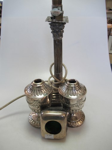 Lot 226 - A pair of Victorian silver oil lamp bases, a...