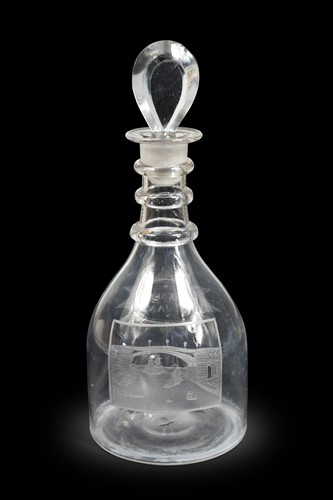 Lot 445 - A Sunderland Bridge triple necked glass decanter and stopper