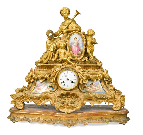 Lot 425 - A French ormolu mantel clock, 19th century