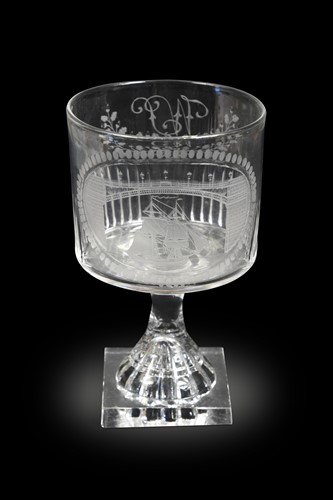 Lot 447 - A Sunderland Bridge glass rummer