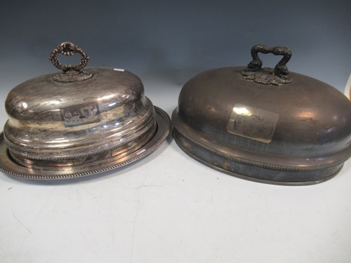 Lot 278 - Two plated meat covers with armorial crests,...