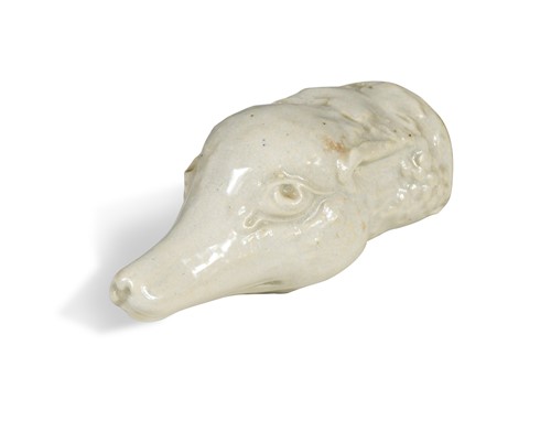 Lot 583 - A pottery fox head stirrup cup, 18th century