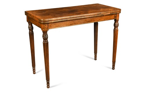 Lot 464 - A brass line inlaid rosewood card table, 19th century