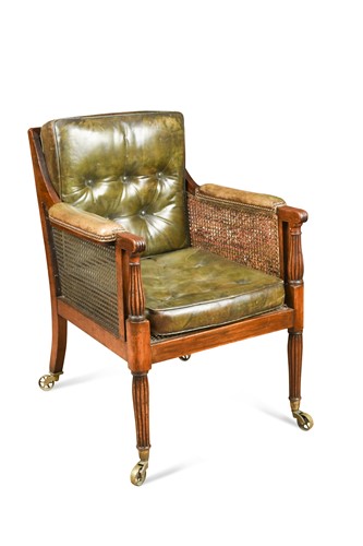 Lot 489 - A Regency mahogany bergere library armchair