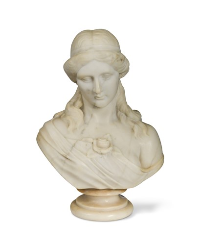 Lot 553 - A marble bust of a young woman, 19th century