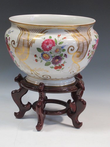 Lot 71 - A French porcelain floral painted jardiniere,...