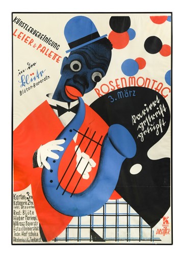 Lot 327 - A German jazz poster for the  'Rosenmontag' carnival, circa 1930s