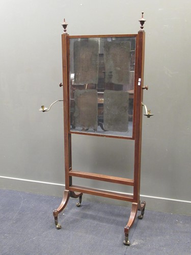 Lot 468 - A Regency mahogany cheval mirror, the...