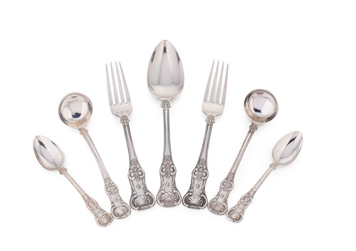 Lot 695 - Glasgow - A 23-piece collection of William IV silver flatware