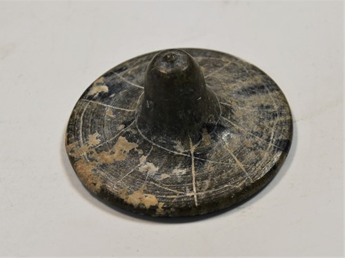 Lot 91 - A Chinese green puddingstone tripod small vase, perhaps Tang Dynasty