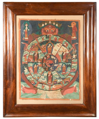 Lot 139 - A Tibetan Wheel of Life Thangka, early 20th century