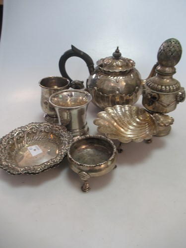 Lot 267 - A collection of silverware including teapot,...