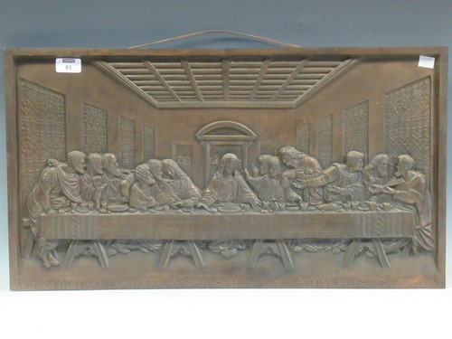 Lot 83 - A bronzed Last Supper plaque after Leonardo Da...