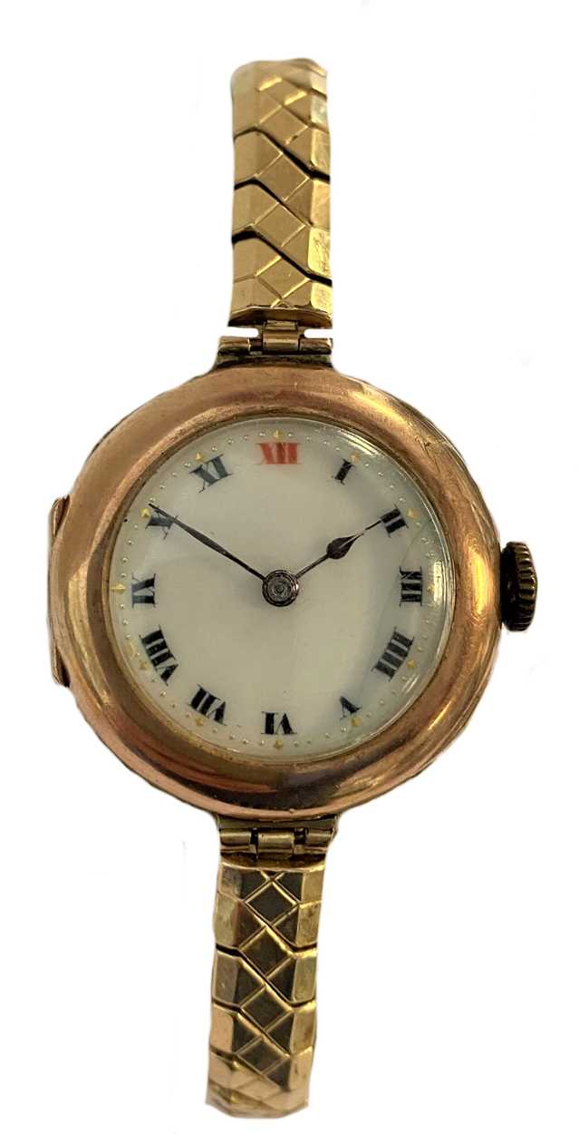 Lot 406 - Rolex - An early 20th century 9ct gold wristwatch