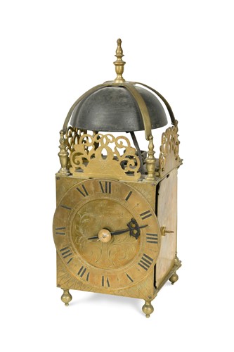 Lot 123 - A brass lantern clock in 17th century style, 19th century