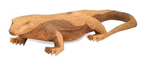 Lot 659 - A large carved wood komodo dragon, modern