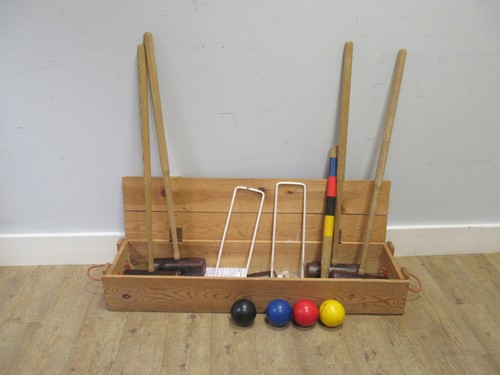 Lot 596 - A Townsend wooden cased croquet set