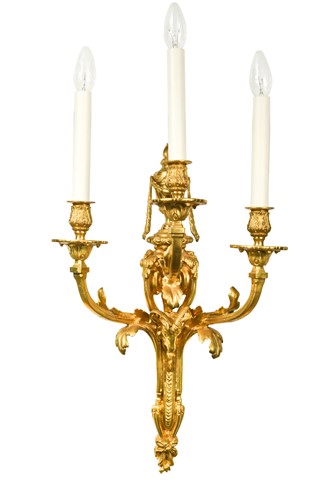 Lot 568 - A pair of Neo-classical style gilt metal wall lights
