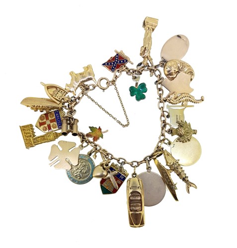 Lot 242 - A charm bracelet with assorted charms