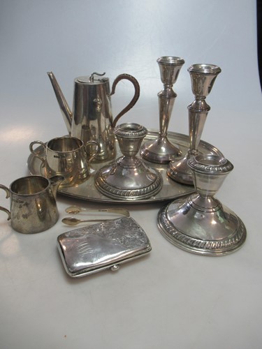 Lot 265 - A collection of silver items including tray,...