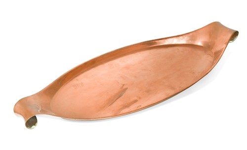 Lot 155 - W.A.S. Benson, an oval copper tray
