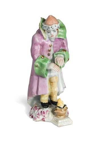 Lot 479 - A Longton Hall figure emblematic of winter, circa 1755