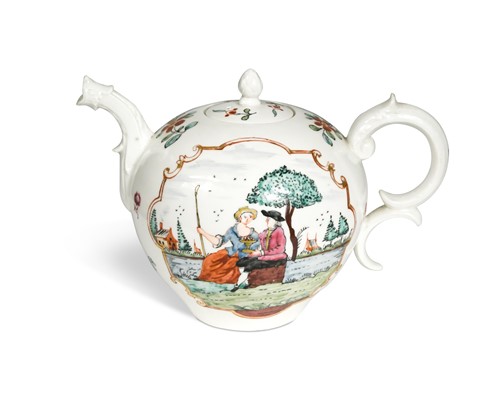 Lot 38 - An 18th century porcelain Continental bullet...