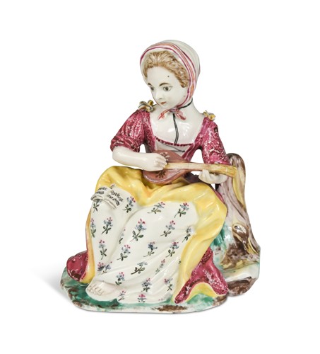 Lot 381 - A French porcelain figure, probably Chantilly, circa 1750