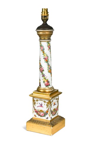 Lot 421 - A French porcelain column lamp base