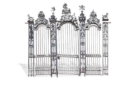 Lot 670 - A large wrought iron country house gateway, probably 18th century