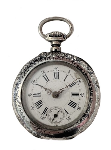 Lot 182 - A Swiss silver open faced pocket watch with...