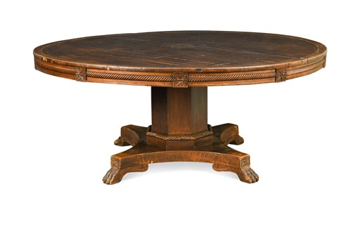 Lot 225 - A large circular oak breakfast table, 19th century