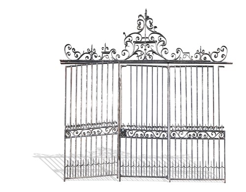 Lot 671 - A large wrought iron country house gateway, probably 18th century