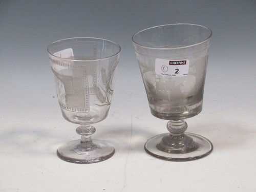 Lot 2 - Two Sunderland Bridge glass rummers, 19th...