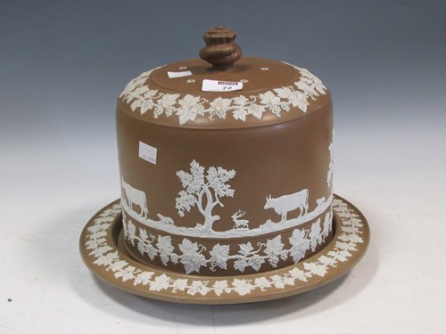 Lot 72 - A Wedgwood style brown jasperware cheese dish...