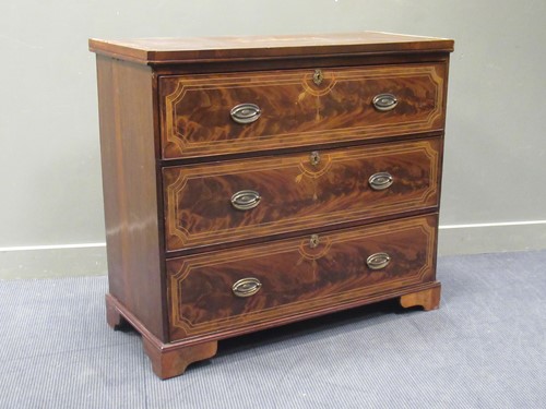 Lot 504 - A 19th century inlaid mahogany chest of...