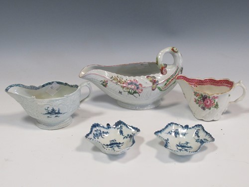 Lot 11 - Three 18th century porcelain sauce boats /...