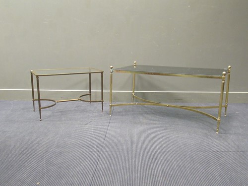 Lot 537 - A 1970's brass and glass top coffee table 50 x...