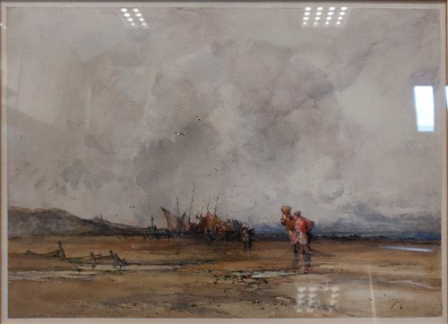 Lot 317 - British school circa 1900 Cocklers at low tide...