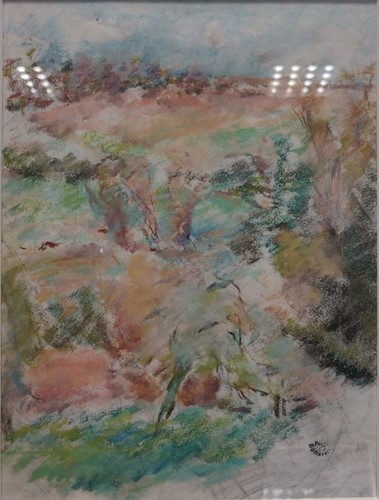 Lot 319 - Peggy Somerville Abstract landscape patstel...