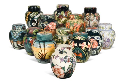 Lot 61 - A collection of fourteen modern Moorcroft ginger jars and covers