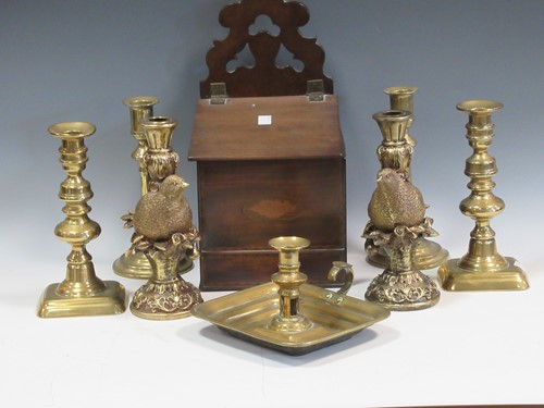 Lot 122 - A mahogany candlebox, a caddy, Japanese...