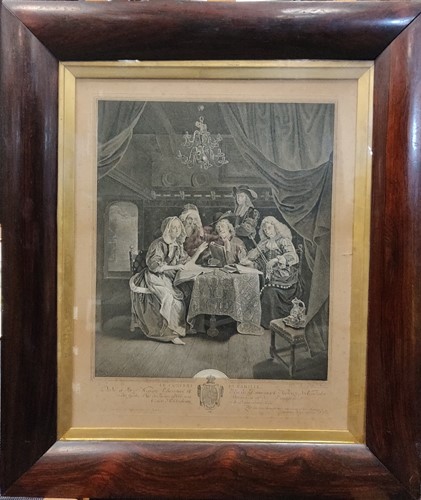 Lot 344 - A rosewood framed print after Schalken, a...