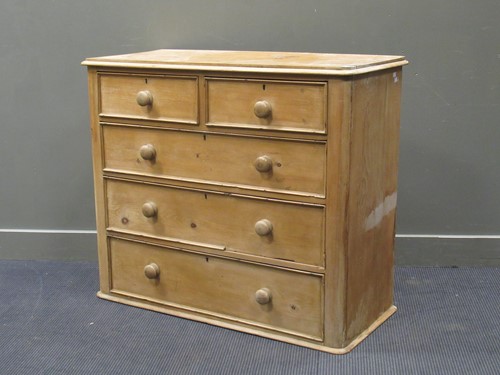 Lot 538 - A pine chest of two short over three long...
