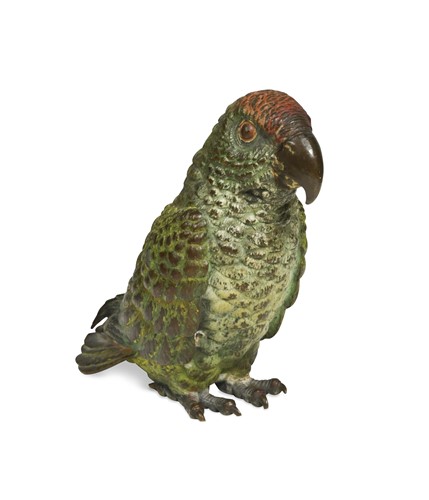 Lot 318 - In the manner of Bergman, a cold painted bronze model of a parrot