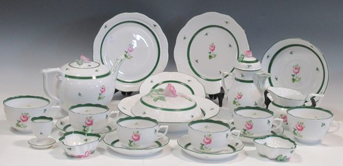 Lot 41 - A collection of Herend green-border rose...